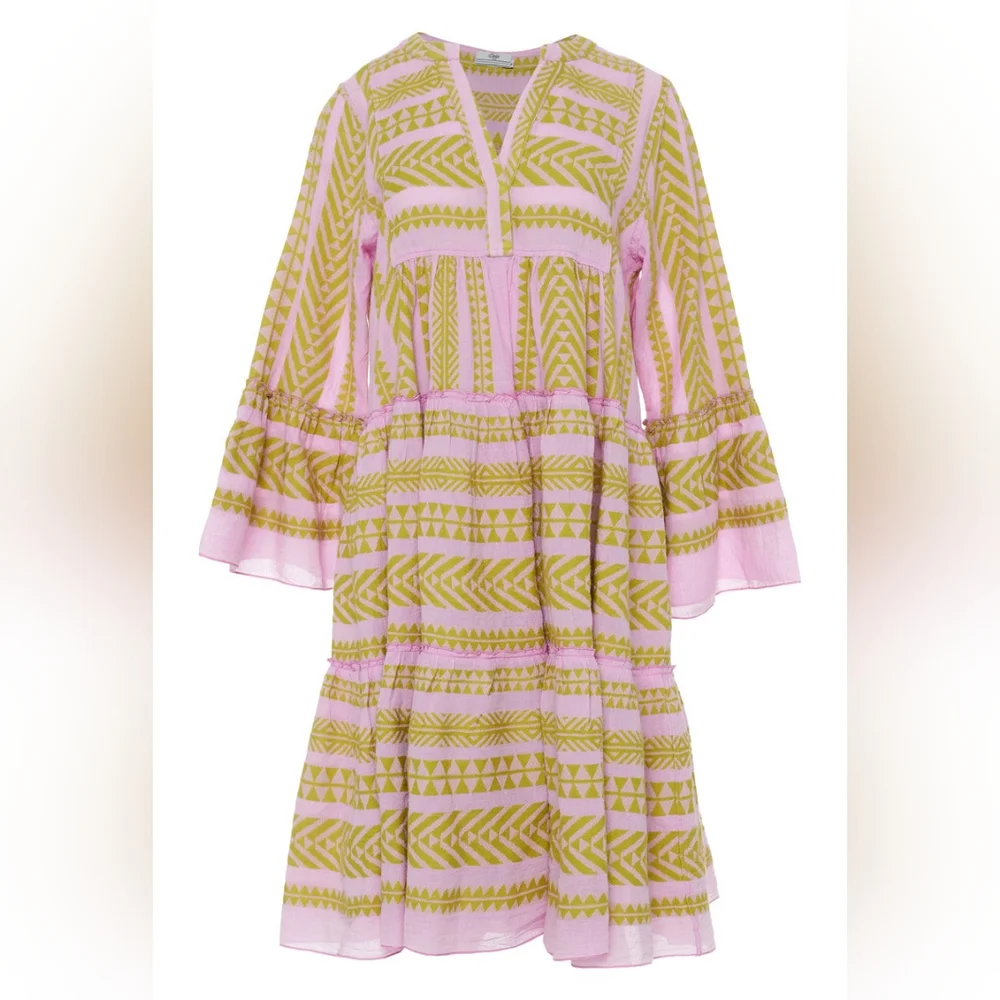 Devotion Twins Midi Dress Green Pink NWT Sz S - Picture 11 of 11